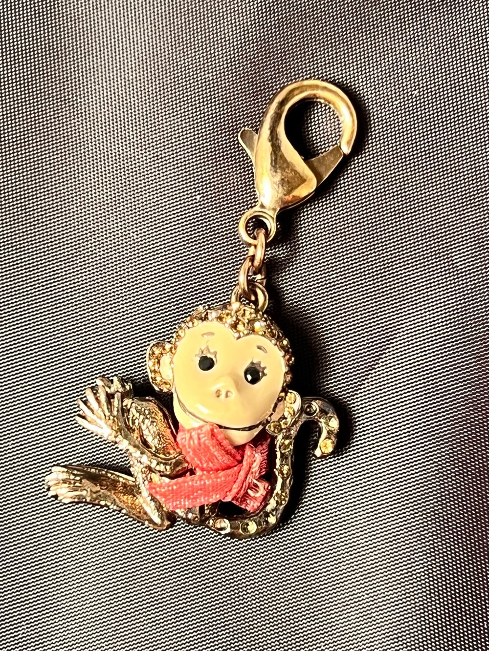 Betsey Johnson Jungle Book Collection Pink Bow Monkey Charm for Bracelet 1” Sq